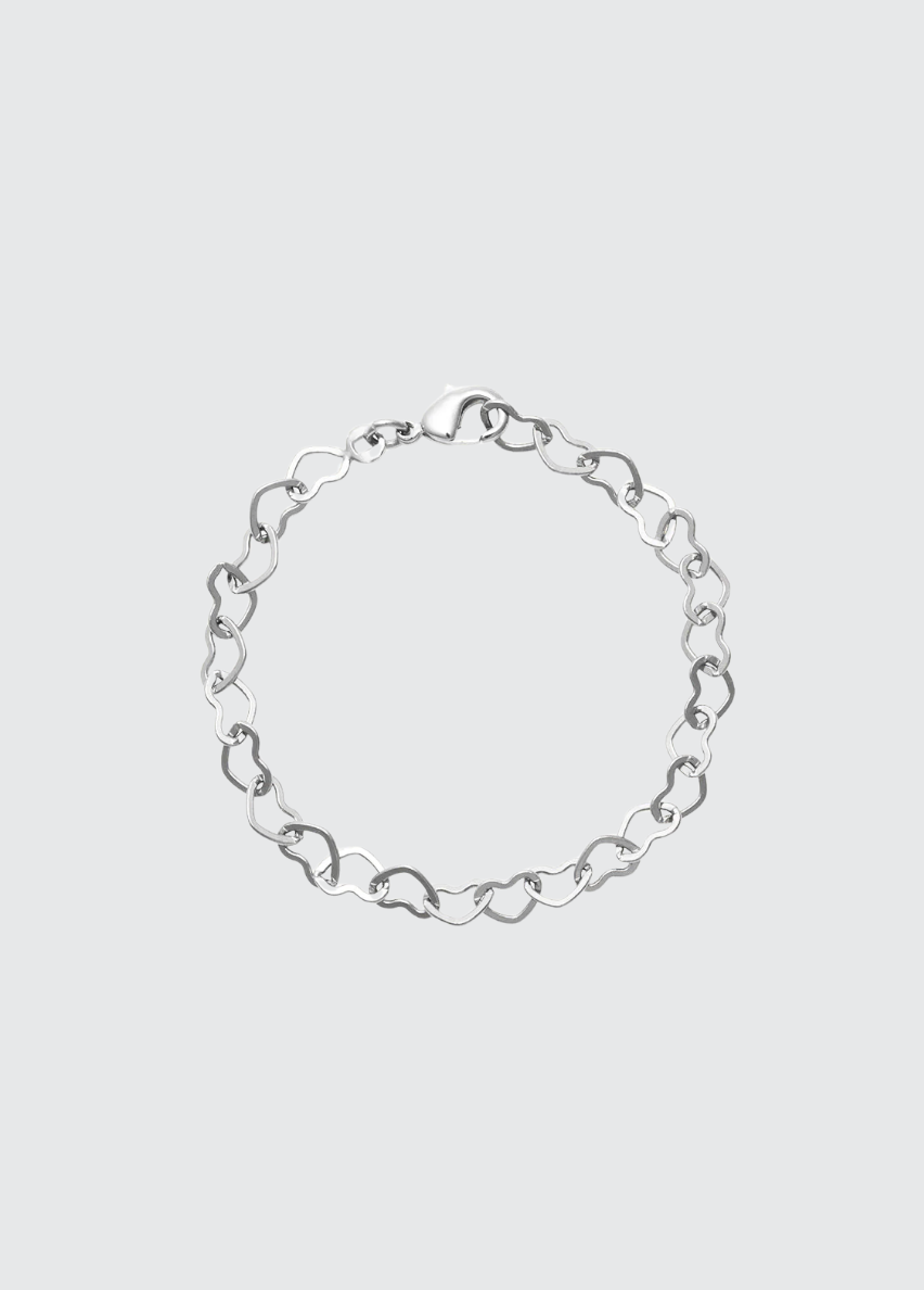 Heart Chain Bracelet Rhodium (8277614428357)