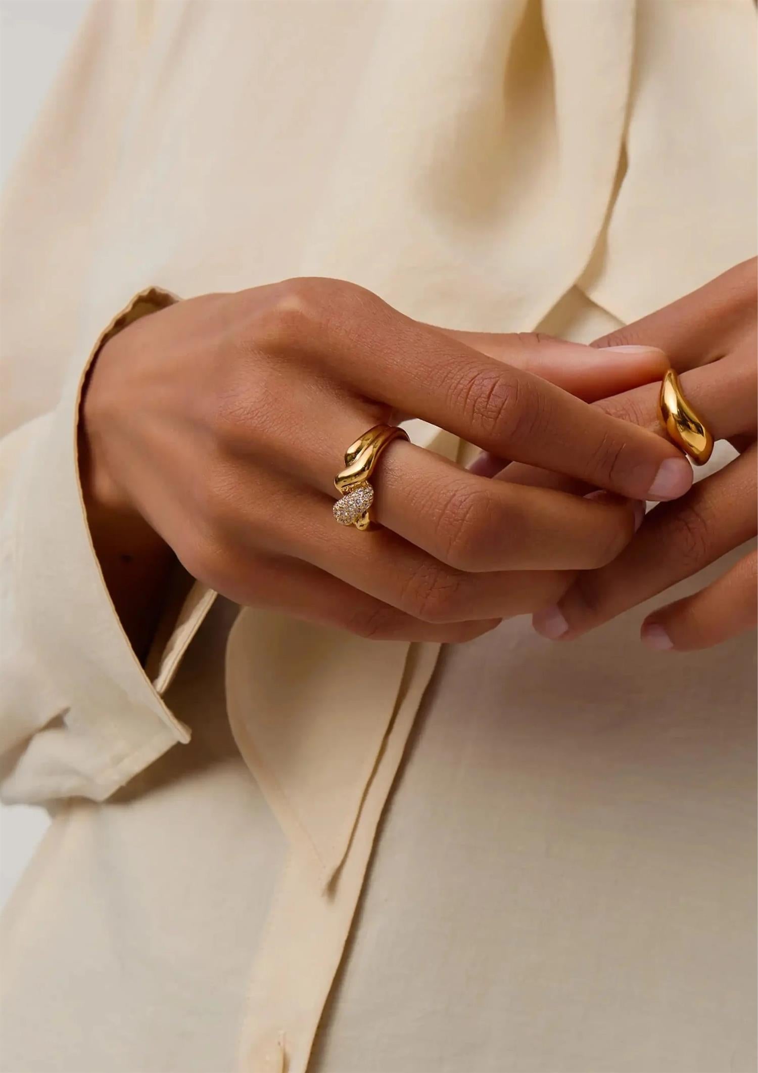 Molten Snow Double Statement Ring (8434653561029)