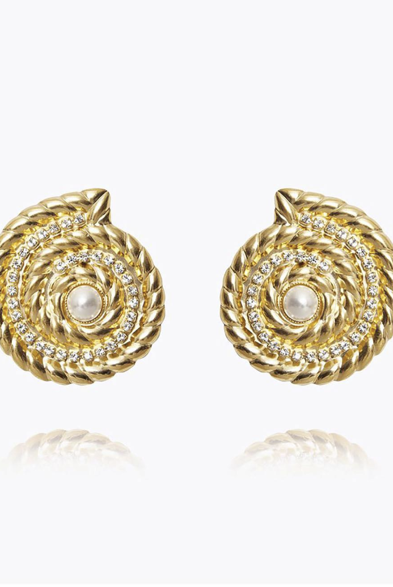 Ocean Pearl Earrings Gold (7839101845701)