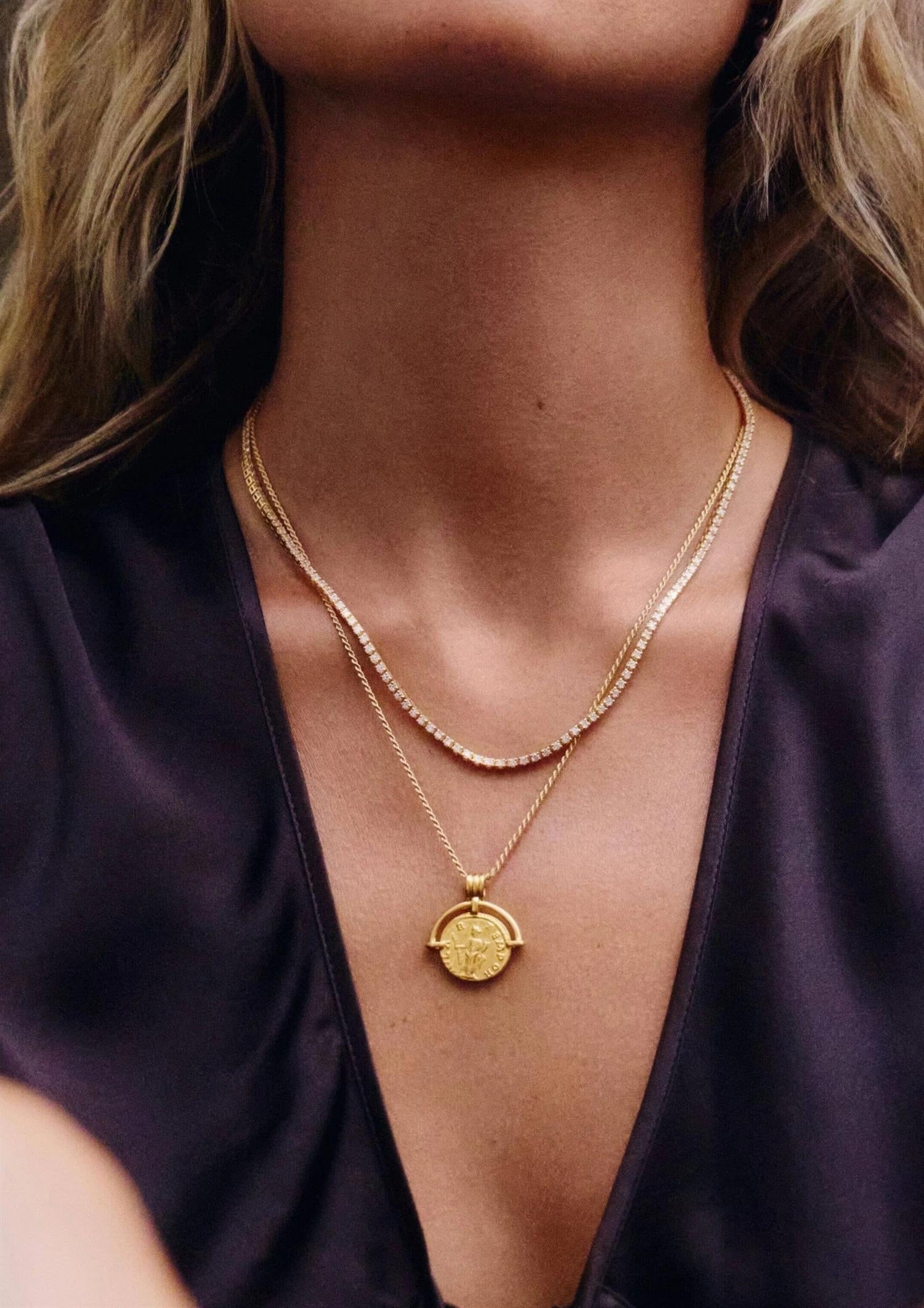 Lucy Williams Medium Engravable Roman Arc Coin Necklace (8435488555205)