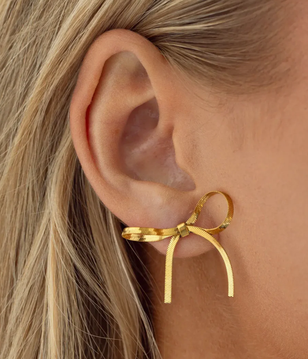 Juliette Snake Chain Bow Earrings (8165574803653)