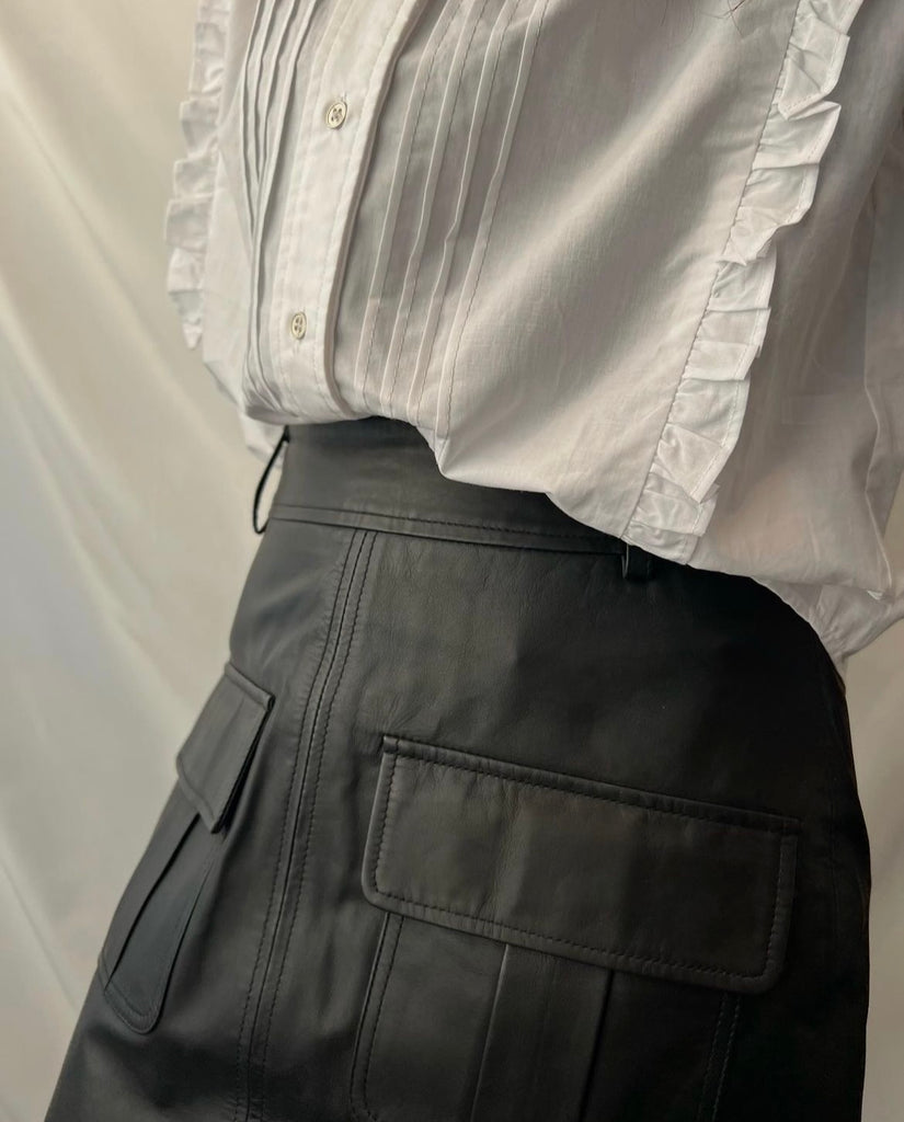 Phoebe Leather Pocket Skirt (7327358353605)