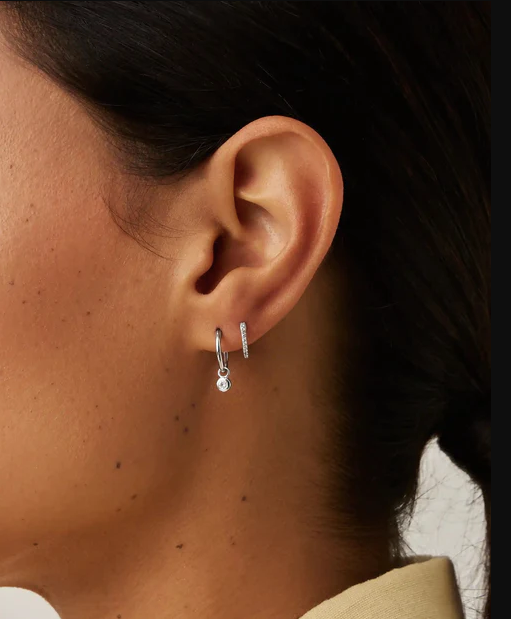 Tennis Charm Mini Hoop Earrings (8433809293509)