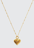 Ridge Heart Charm Pendant Necklace (8435488391365)