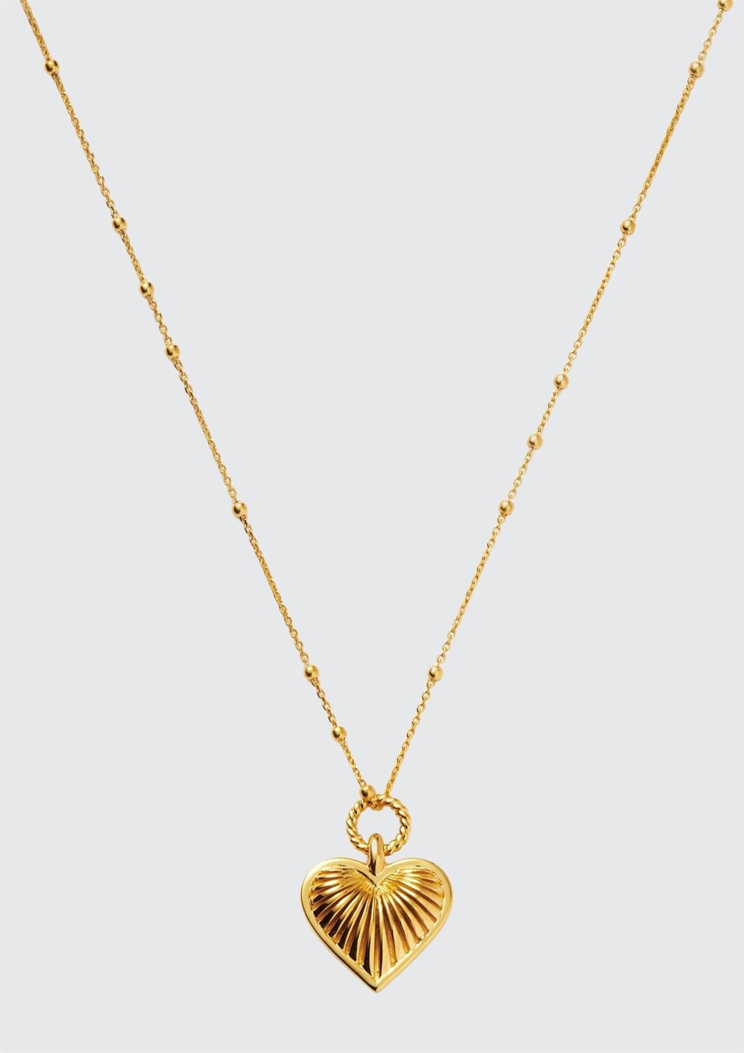 Ridge Heart Charm Pendant Necklace (8435488391365)