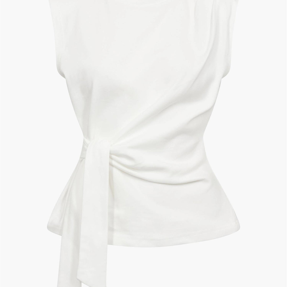 Co Couture Oriane Pleat Tie Top - Hvit Langermet Topp Med Knytedetaljer