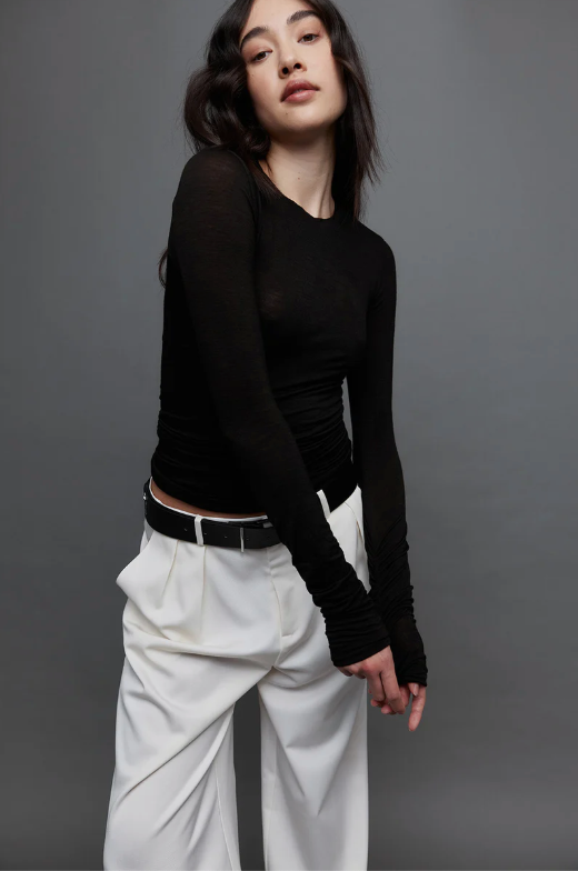 Merino Ruched LS Tee (8418990522565)