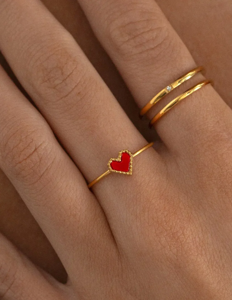 Sarah Red Heart Ring (8165574770885)