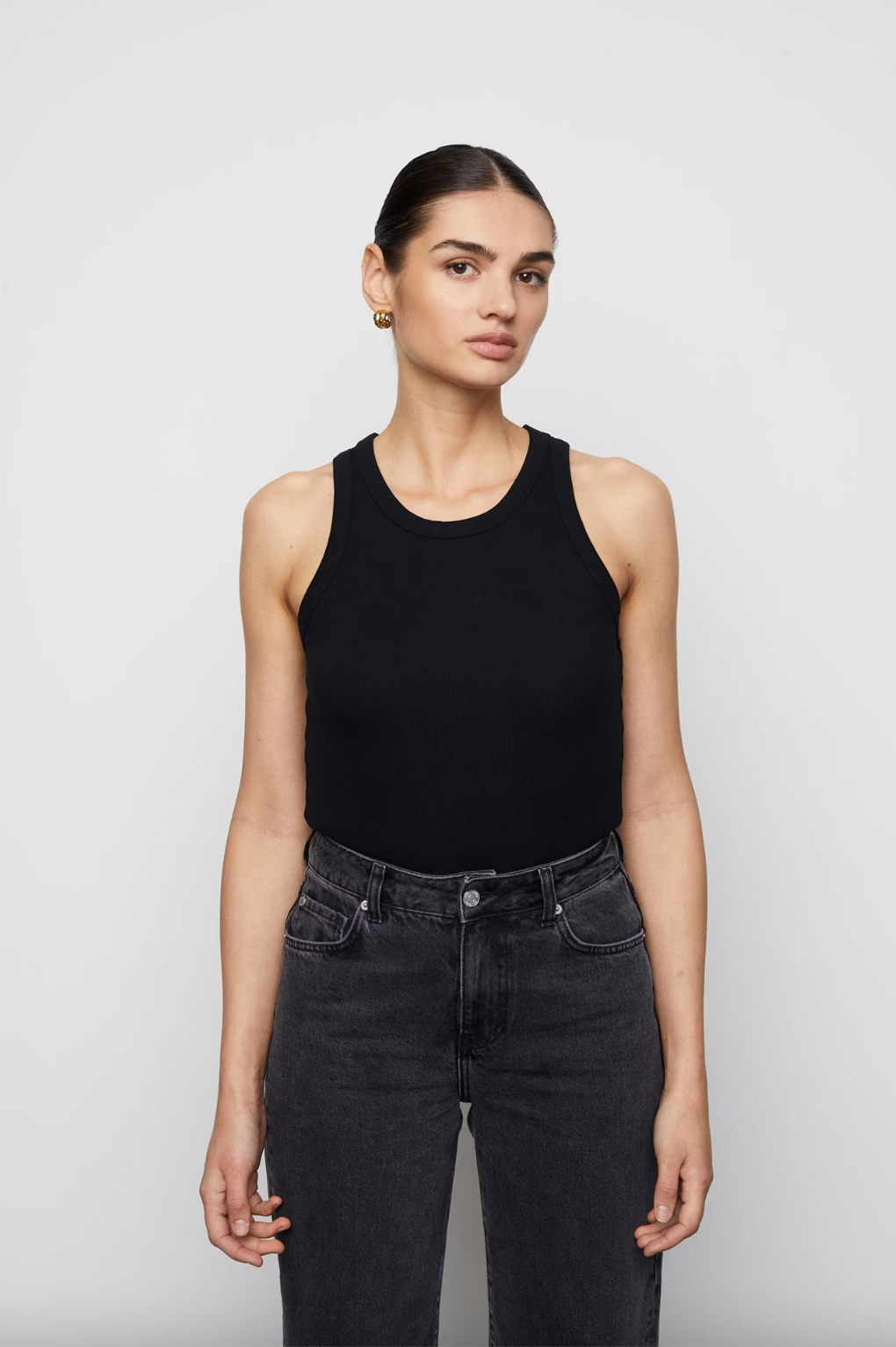 Pia Rib Singlet Black (7384623546565)