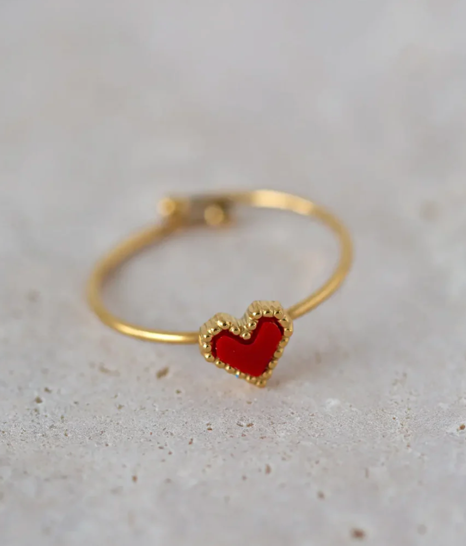 Sarah Red Heart Ring (8165574770885)