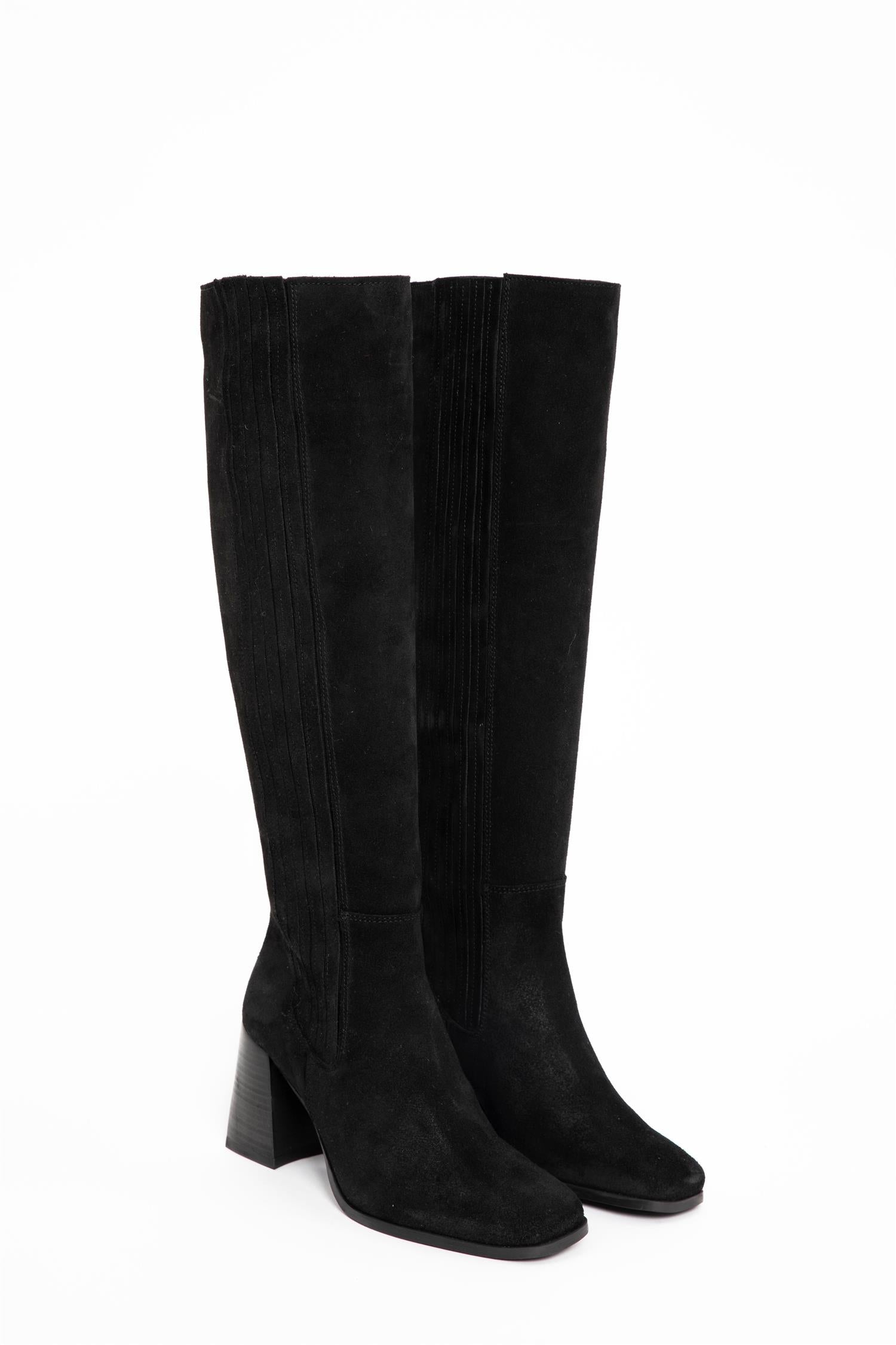 Siwa Suede Knee Boot Black (7254101557445)