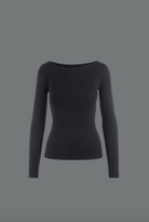 Petronella Rib Boatneck Black (7657147728069)