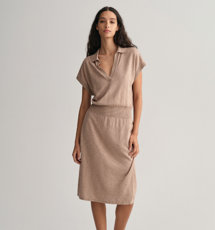 Linen-blend Collar Dress (7385144492229)